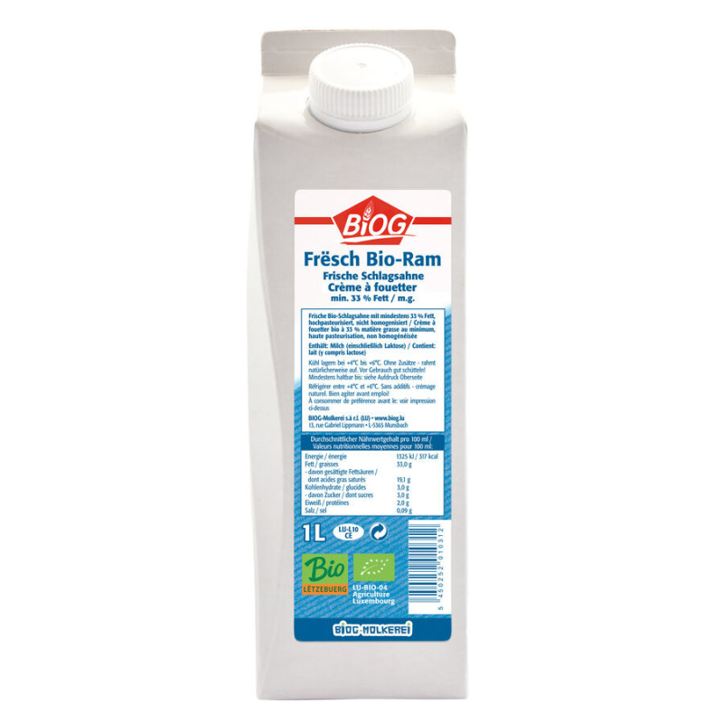 BIOG lait longue conservation 1,5% Ltr